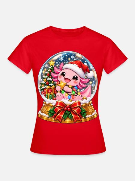 Kuscheldrachen Santa im Schneekugel - Frauen T-Shirt - Rot