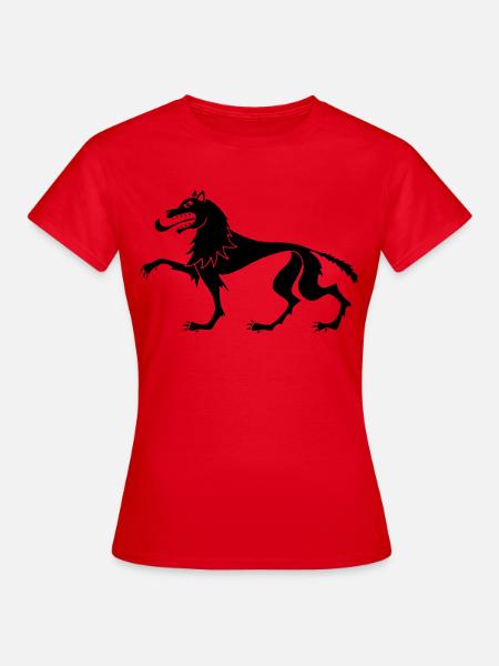Mittelalterlicher Schwarzer Wolf - Frauen T-Shirt - Rot