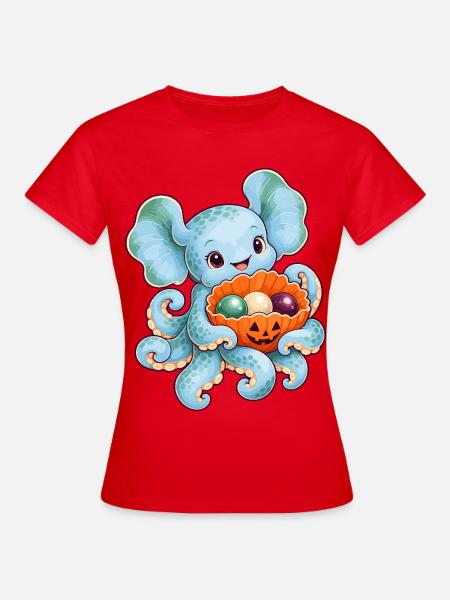 Dumbo-Oktopus mit Kürbismuschel - Frauen T-Shirt - Rot