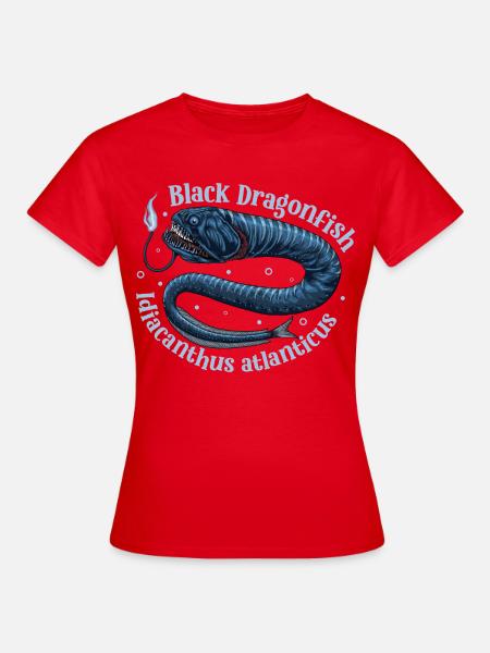 Tiefsee Monster - Schwarzer Drachenfisch - Frauen T-Shirt - Rot