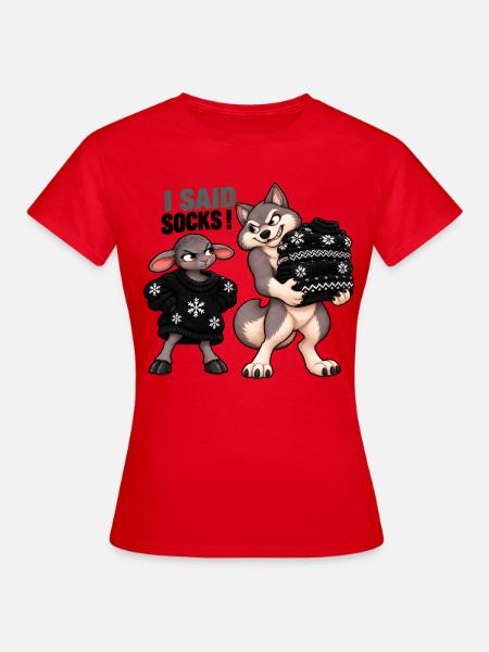 Schwarzes Schaf – Strickhumor – Socken - Frauen T-Shirt - Rot