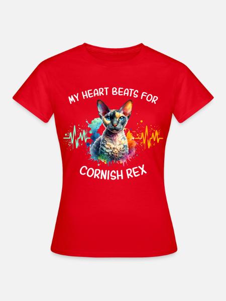 Cornish Rexkatze Herzlinie - Frauen T-Shirt - Rot