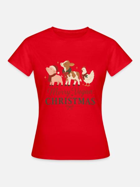 Merry Vegan Christmas - Frauen T-Shirt - Rot
