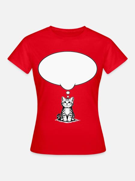Katzenbaby sitzend mit Denkblase weiss - Frauen T-Shirt - Rot