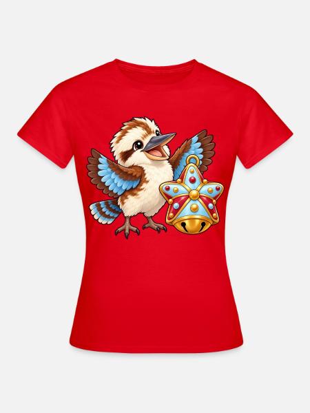 Kookaburra mit bunter Zuckerstern-Glocke - Frauen T-Shirt - Rot