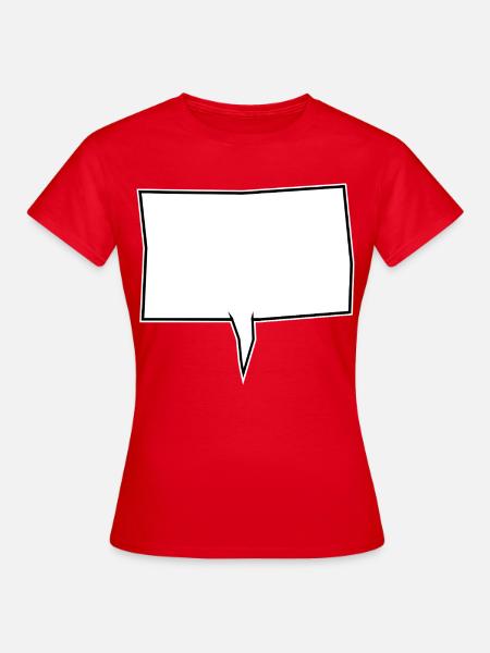 Eckige Sprechblase in Weiß - Frauen T-Shirt - Rot