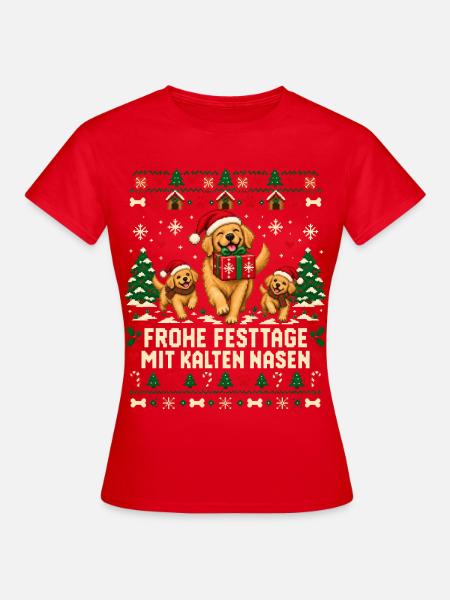 Weihnachtshunde mit kalten Nasen - Frauen T-Shirt - Rot