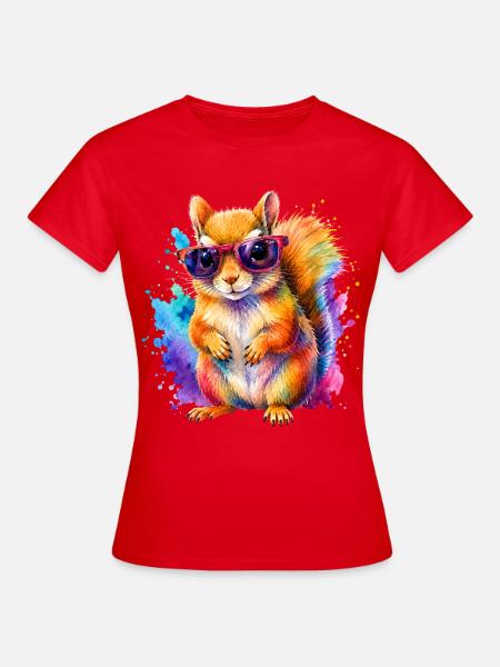 Süßes Eichhörnchen mit Sonnenbrille - Frauen T-Shirt - Rot