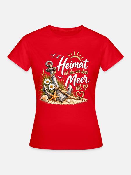 Heimat am Meer: Anker & Küste - Frauen T-Shirt - Rot