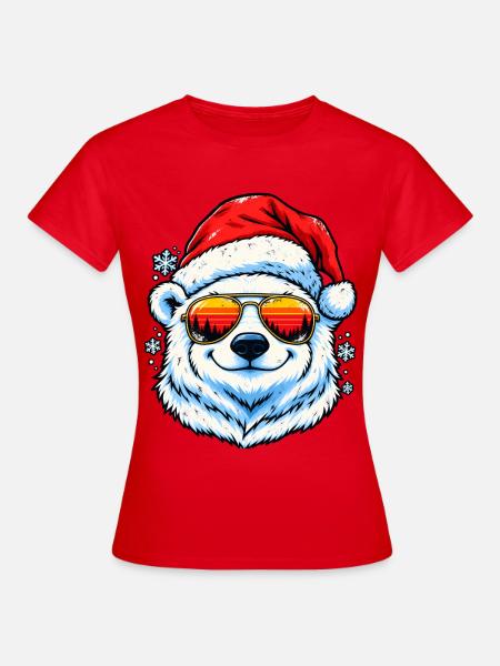 Polarbär Sunset Xmas Sonnenbrille - Frauen T-Shirt - Rot