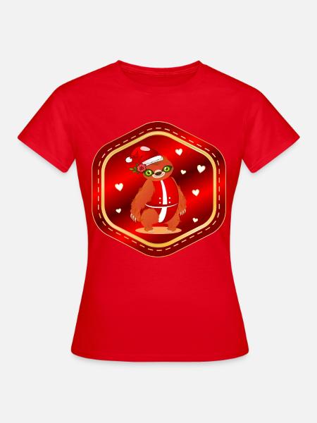 Weihnachten Weihnachtsmann Faultier - Frauen T-Shirt - Rot