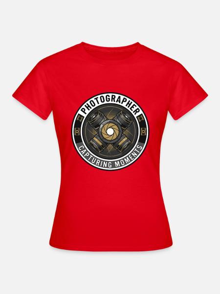 Fotografen-Kamera-Blenden-Objektiv-Abzeichen-Geschenk - Frauen T-Shirt - Rot
