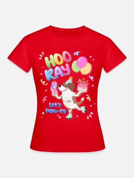 Hurra Hund Party Design - Frauen T-Shirt - Rot