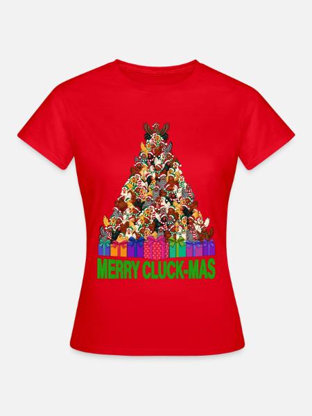 Hühner-Weihnachtsbaum mit Weihnachtsgeschenken - Frauen T-Shirt - Rot