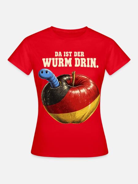 Da ist der Wurm drin – AfD Kritik im Vintage-Stil - Frauen T-Shirt - Rot
