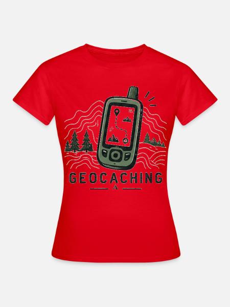 Geocaching GPS-Abenteuer - Frauen T-Shirt - Rot