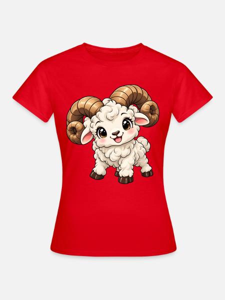Widder Sternzeichen im Kawaii-Stil - Frauen T-Shirt - Rot