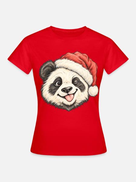 Süßer zwinkernder Panda Roter Winterhut - Frauen T-Shirt - Rot
