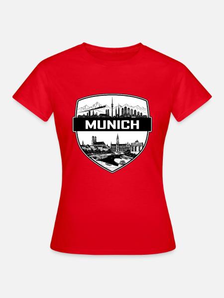 München, Deutschland Schild Wappen Frauenkirche Geschenk - Frauen T-Shirt - Rot