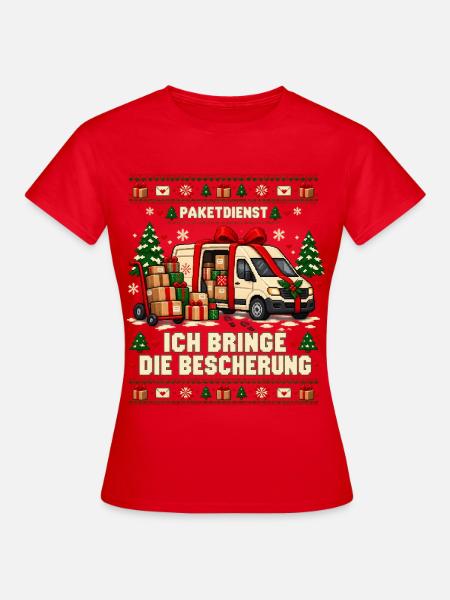 Paketdienst - Ich bringe die Bescherung - Frauen T-Shirt - Rot