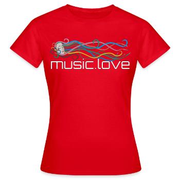 Music streams music.love - Women's T-Shirt - red - Front - AI Model Female 172 dark (172cm)
