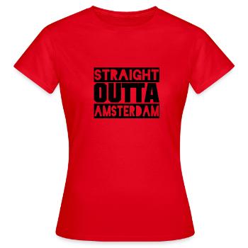 Straight outta Amsterdam - Frauen T-Shirt - Rot - Vorne - AI Model Female 172 dark (172cm)