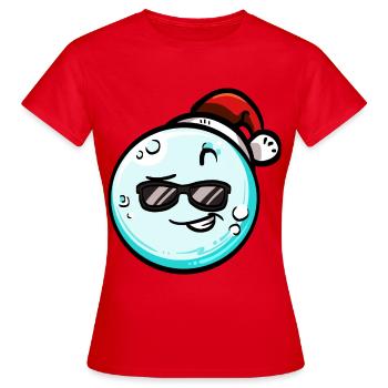 Schneeball mit Weihnachtsmütze #8/9 - Frauen T-Shirt - Rot - Vorne - AI Model Female 172 dark (172cm)