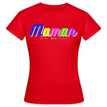 Maman coloré flashy vintage années 90. Fête mères - T-shirt Femme - rouge - Devant - AI Model Female 172 dark (172cm)