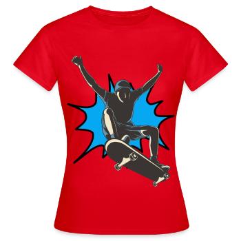 Explosion bleue de skateboard - T-shirt Femme - rouge - Devant - AI Model Female 172 dark (172cm)