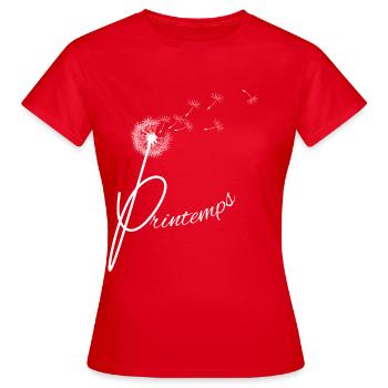 Frühling - Löwenzahn - Frauen T-Shirt - Rot - Vorne - AI Model Female 172 dark (172cm)