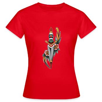 Dague old school traditionnel - T-shirt Femme - rouge - Devant - AI Model Female 172 dark (172cm)