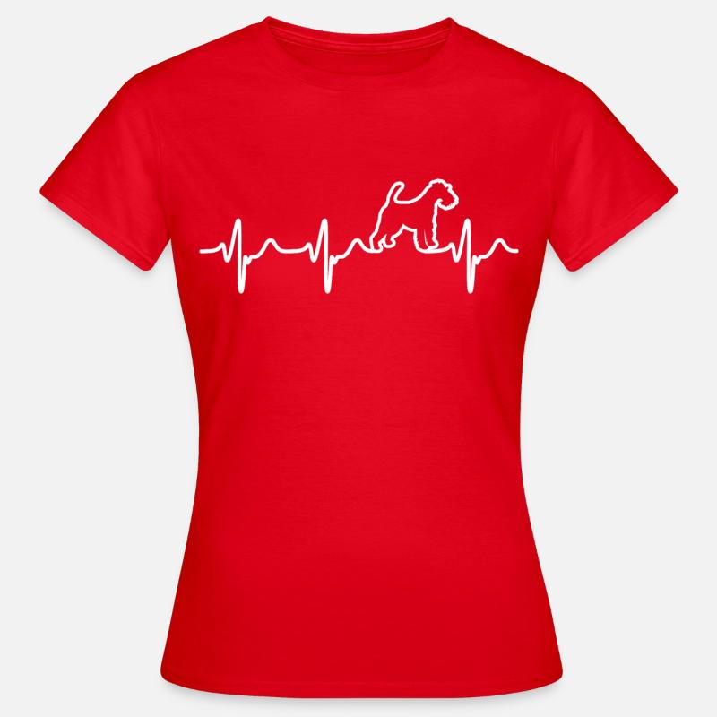 Drahthaar Foxterrier Herzschlag Herzfrequenz EKG - Frauen T-Shirt - Rot