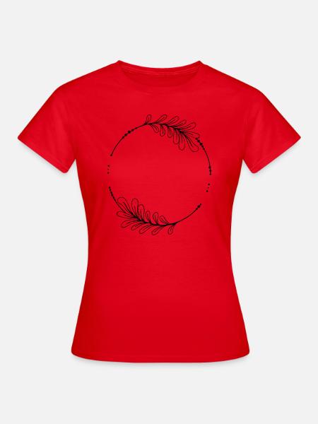 Schwarzer Kreis Rahmen mit Blättern - Dame-T-shirt - rød