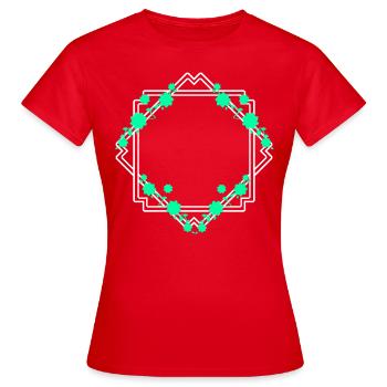 Rahmen Quadrat mit Blatt Verzierung - Frauen T-Shirt - Rot - Vorne - AI Model Female 172 dark (172cm)