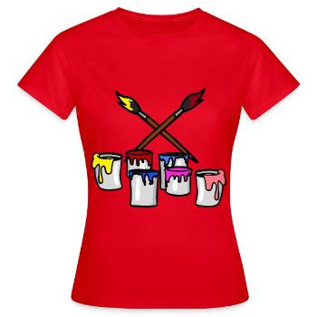 Pinsel Farbe Eimer Maler Künstler Graffiti Getto - Frauen T-Shirt - Rot - Vorne - AI Model Female 172 dark (172cm)