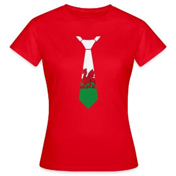 Walisisches Drachenkrawatten-Grün-Weiß-Thema - Frauen T-Shirt - Rot - Vorne - AI Model Female 172 dark (172cm)
