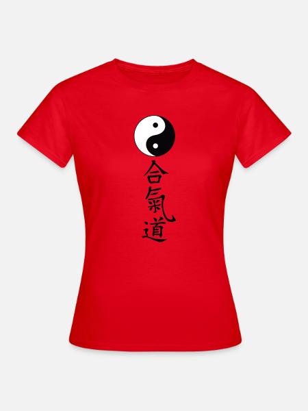 YinYang Tao mit Schriftzug Aikido - Frauen T-Shirt - Rot
