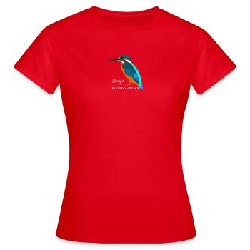 Eisvogel, wissenschaftliche / deutsche Bezeichnung - Frauen T-Shirt - Rot - Vorne - AI Model Female 172 dark (172cm)