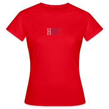 Typografie des dreifarbigen Seilrahmens - Frauen T-Shirt - Rot - Vorne - AI Model Female 172 dark (172cm)