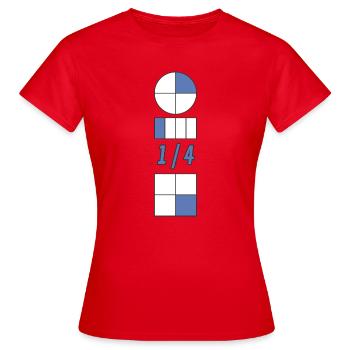 Ein Vierteldollar besteht zu 25 % aus blauen Quadrantenkreis-Geometrien - Frauen T-Shirt - Rot - Vorne - AI Model Female 172 dark (172cm)