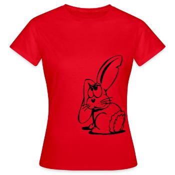 Hase - Frauen T-Shirt - Rot - Vorne - AI Model Female 172 dark (172cm)