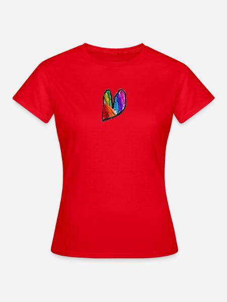 Rainbow Heart Doodle Art - Women's T-Shirt - red