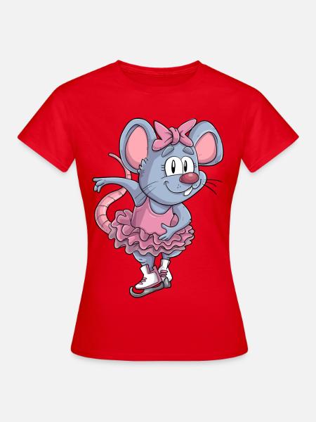 Schlittschuh Maus / Eiskunstlauf Mäuschen - Frauen T-Shirt - Rot