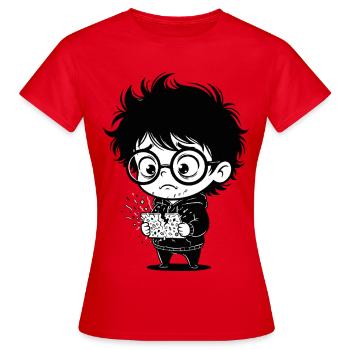 Sticker Enfant Tablette Brisée Stress Numérique - T-shirt Femme - rouge - Devant - AI Model Female 172 dark (172cm)