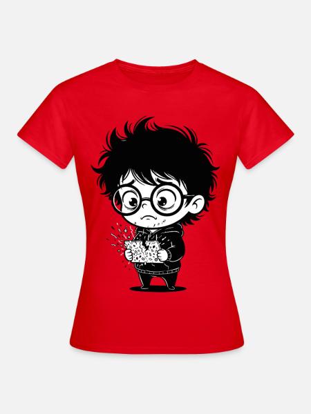 Digitales stressgebrochenes Tablet-Kinderaufkleber - Frauen T-Shirt - Rot