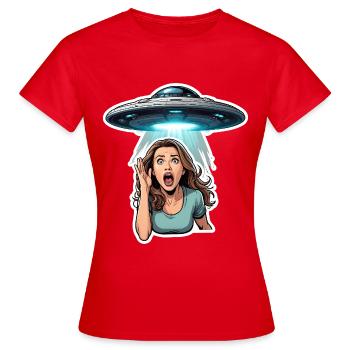 Scène d’enlèvement extraterrestre - T-shirt Femme - rouge - Devant - AI Model Female 172 dark (172cm)