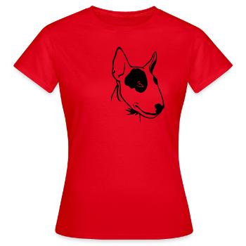 Bull Terrier caricaturé - T-shirt Femme - rouge - Devant - AI Model Female 172 dark (172cm)