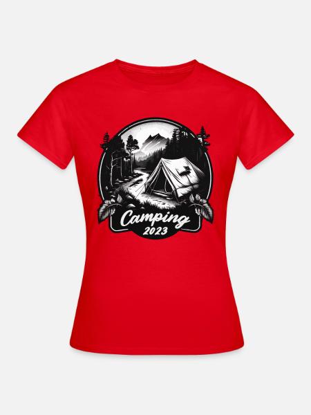 Camping tour 2023 - Patch design - Frauen T-Shirt - Rot