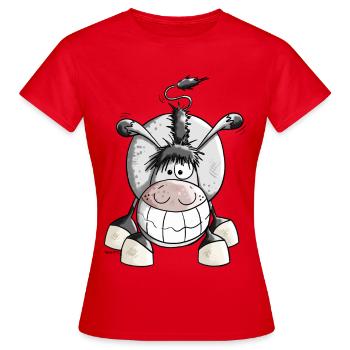 Grinse Esel - Frauen T-Shirt - Rot - Vorne - AI Model Female 172 dark (172cm)