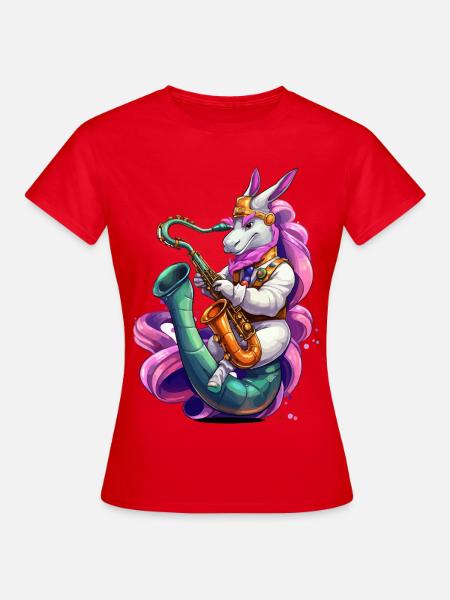 Funkelndes Einhorn Saxophon - Frauen T-Shirt - Rot